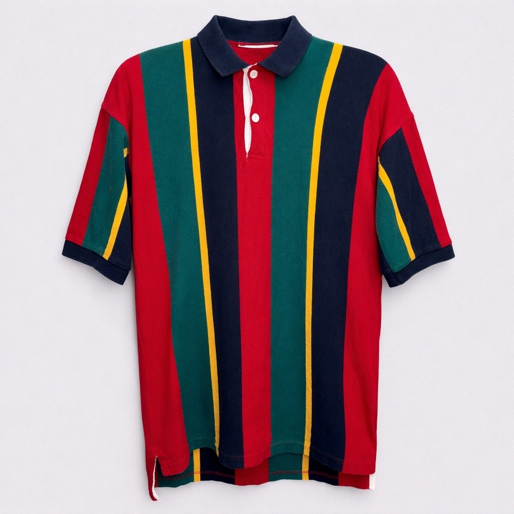 Vintage Britches Great‎ Outdoors Striped Rugby Polo Short Sleeve Shirt Size L